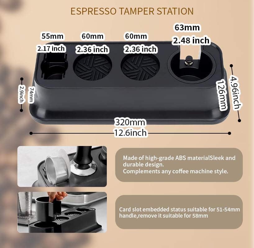 Paquete de 7 estaciones de manipulación espresso y distribuidor de café con agitador WDT y espresso, embudo de dosificación de café y visualización de disco de expreso, accesorios para bar y oficina thumbnail 2