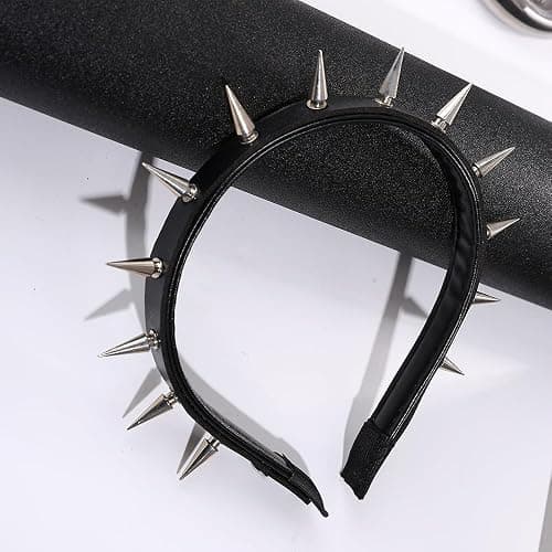 BaBakiak Spiky Leather Headband Punk, Emo Headband for Women, Spiked Punk Rock Party Accessory thumbnail 4