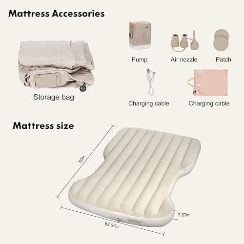 VINBYEE Customized for Tesla Model Y Mattress, Self-Inflating Portable Camping Mattress, Tesla Model Y Accessories 2025-2021, Comfort Car Sleeping Mattress with Cordless Charging Air Pump, Storage Bag thumbnail 7
