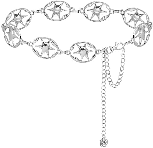 LIMHOO Women's Metal Waist Chain Belts Gold Silver Link Belt for Dresses - Image 1