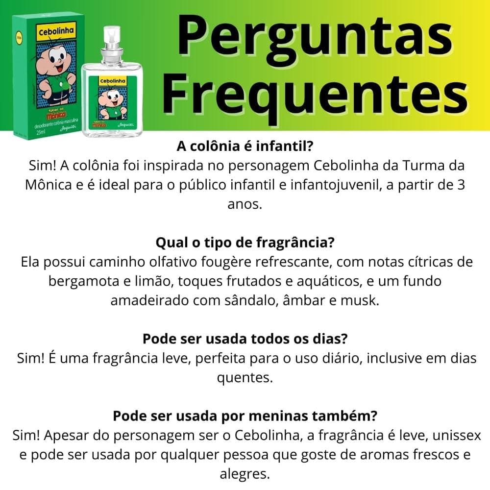 Colônia desodorante masculino teen Cebolinha Turma da Mônica 25ml em spray Jequiti thumbnail 8