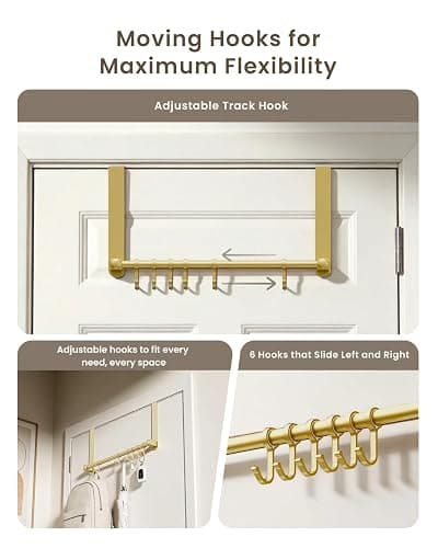 BOF Heavy Duty Over The Door Hooks, Moving 6 Door Hooks for Hanging, Over the Door Hanger Organizer for Bathroom thumbnail 2