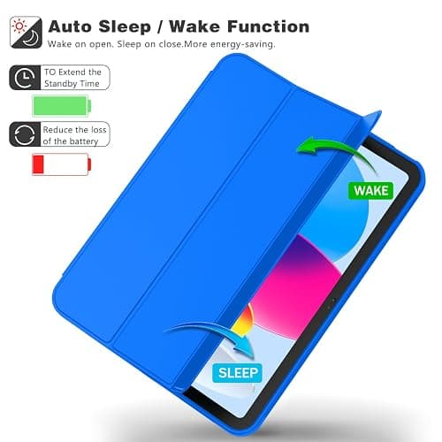 ToaPoia Case for iPad (A16) 11 Inch 2025/iPad 10th Generation 10.9 Inch 2022, Slim Trifold Stand Protective Cover with Pencil Holder and Soft TPU Back,Support Auto Sleep/Wake (Medium Blue) thumbnail 5