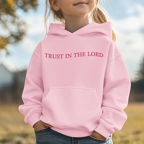 Kelxjia Trust In The Lord Graphic Hoodie For Girls Christian Jesus Hoodie Kids Faith Hooded Sweatshirt Preppy Pullover Tops thumbnail 6
