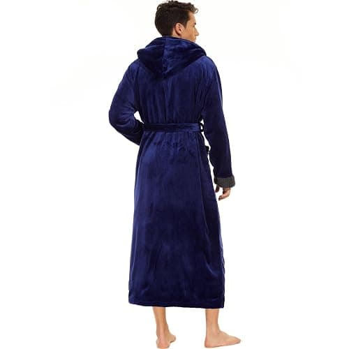 ccko Mens Robe with Hood, Big and Tall Warm Soft Plush Robes for Men, Men's Bathrobe with Pockets for Spa Bath Shower thumbnail 2