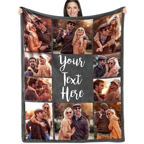 ICELIETE Custom Blanket with Picture Text Customized Fleece Photo Blanket for Couples Gifts Personalized Blankets and Throws Christmas Birthday Gifts for Boyfriend Girlfriend - Image 1