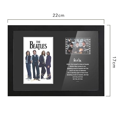 veratwo The Beatles Framed Poster with Signed and 1x 35mm Film Display,Let It Be lyric Decoration,Cool Memorabilia Gifts for Beatles Fans 8x6 Inches thumbnail 2
