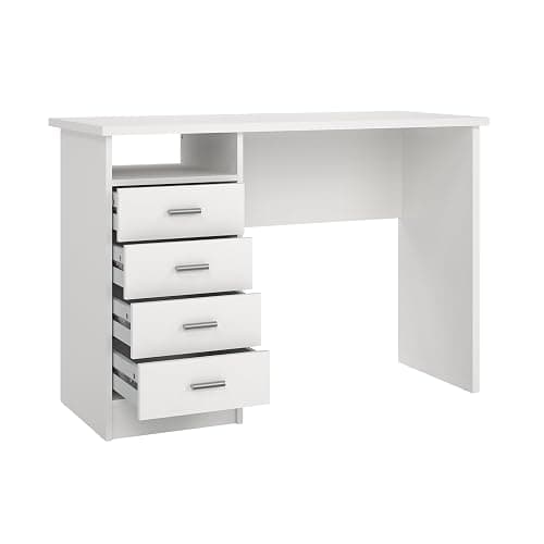 Tvilum 4-Drawer Desk, Modern White Office Writing Desk with Storage, Compact and Functional Desk for Home or Office thumbnail 5