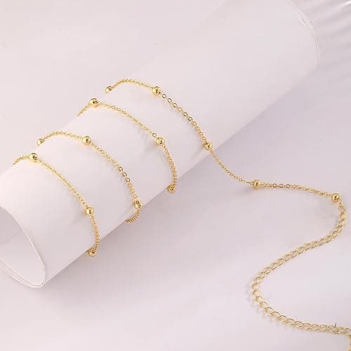 ASCOMY Waist Chains for Women 14K Gold Plated 2Pcs Body Chains Layered Cuban Pearl Satellite Beads Rope Coin Heart Pendant Belly Belt Body Chains Adjustable Bikini Body Jewelry for Women thumbnail 6