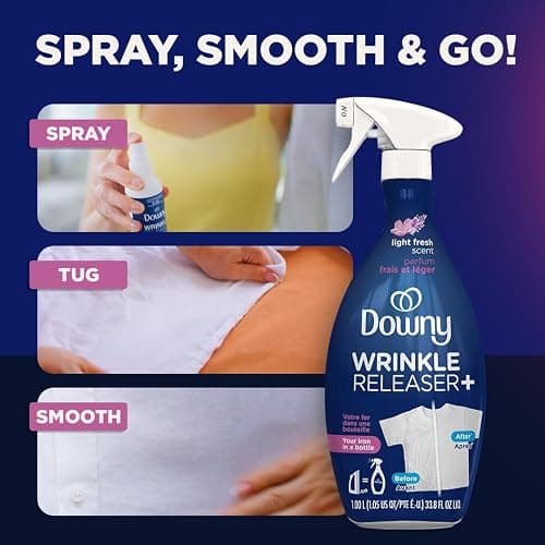 Falter Releaser Fabric Refresher Spray, Geruchsbeseitiger, Bügelhilfe und Antistatikspray, leichter frischer Duft, 33,8 Fl Oz von Downy thumbnail 3