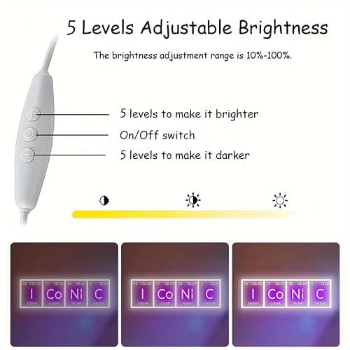 Custom ICONIC Periodic Table Neon Sign, Chemistry Element Led Neon for Wall Decor Dimmable USB, Science I CO NI C LED Light for Science Lab, Classroom, Office, Living Room 17.7″ × 6.3″ thumbnail 4