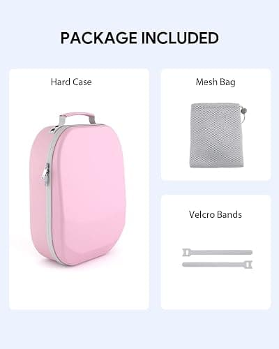 Aubika Carrying Case for Meta Quest 3S/Quest 3/Oculus Quest 2/Pico 4/Quest Pro/Vision Pro, Compatible with Elite/Battery Headset Strap Accessories, Hard Travel Case (Pink) thumbnail 7