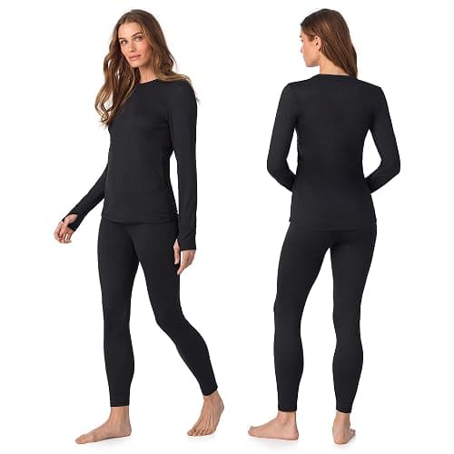 Cuddl Duds Womens Fleece Lined Thermal Base Layer Set – Long Sleeve Shirt & Leggings for Cold Weather – Lounge Set for Women thumbnail 2