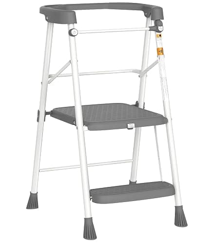 HBTower Kids 2 Steps Step Stool, Toddler Tower for Kitchen Counter Learning, Toddler Kitchen Stool Helper with Anti-Drop Safty Railing Kids Standing Folding Stepper - Image 1