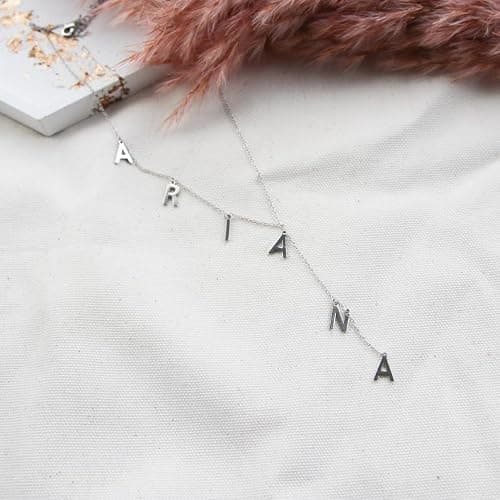 Custom Lariat Name Necklace Personalized Letter Initial Necklace 18K Gold Plated Long Necklace Customized Jewelry Gifts for her, Gifts for mom thumbnail 7