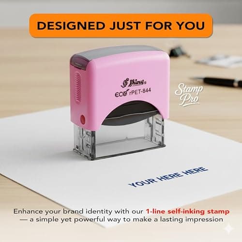 Stamp Pro Pink Self Inking 1 Line Custom Stamp – Personalized Name or Text Stamp for Home, School, Crafts & Business Use thumbnail 4