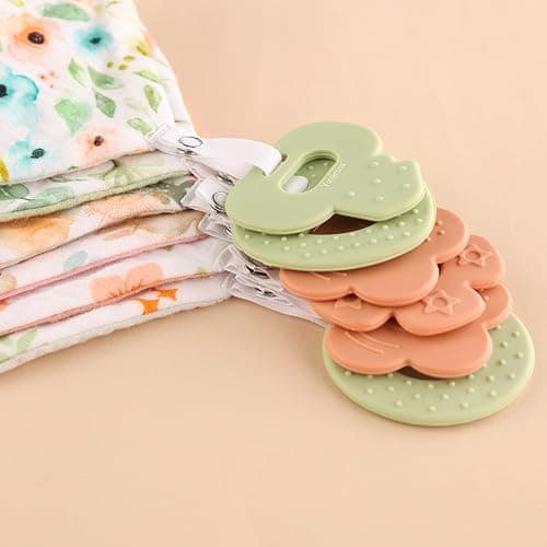 vuminbox Baby Bandana Drool Bibs 6-Pack and Teething Toys 6-Pack Made with 100% Organic Cotton, Absorbent and Soft Unisex thumbnail 4