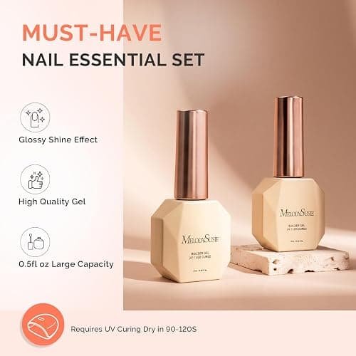 MelodySusie 2PCS 15ML Clear Builder Nail Base Gel for Nails Thickening,Soak Off UV Extension Gel,Rhinestone Nail Glue in a Bottle for Nail Art Design Gift for Women thumbnail 6