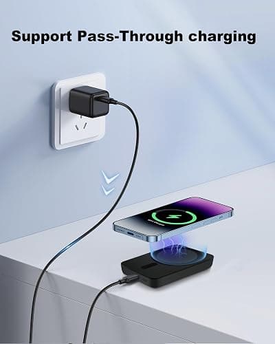 Miady Mini MagSafe-Compatible Portable Charger, 5000mAh 5W Compact Magnetic Power Bank for iPhone 16/15/14/13/12, 12W USB-C Charging Battery Pack thumbnail 7