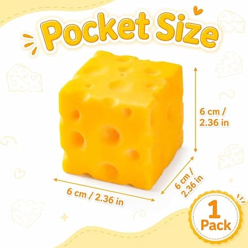 Cheese Squishy Toys - Soft Cheese-Shaped Squeeze Toys for Stress Relief, Cute Slow Rising Squishies, Sensory Fidget Desk Toys for Office, Party Favors thumbnail 3