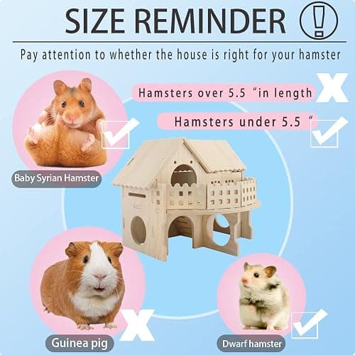 Hamster Forest Lookout Wood House Fun House Double-Decker Hut for Young Dwarf Gerbil Mouse Mice Rat Small Animals(Size Only for Small Hamster) thumbnail 7
