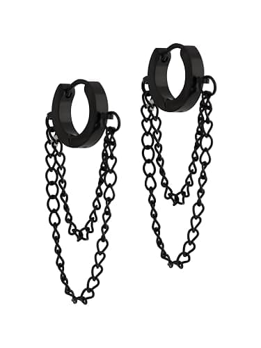 Sacina Huggie Hoop Earrings, Gothic Emo Punk Grunge Earrings, Goth Jewelry, Christmas Jewelry Gifts for Women - Image 1