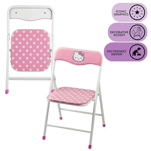 Hello Kitty Kids Activity Table and Chair Set, 3-Piece Square Table with 2 Folding Chairs, Sanrio Character Design,Furniture Set for Ages 3+ thumbnail 7