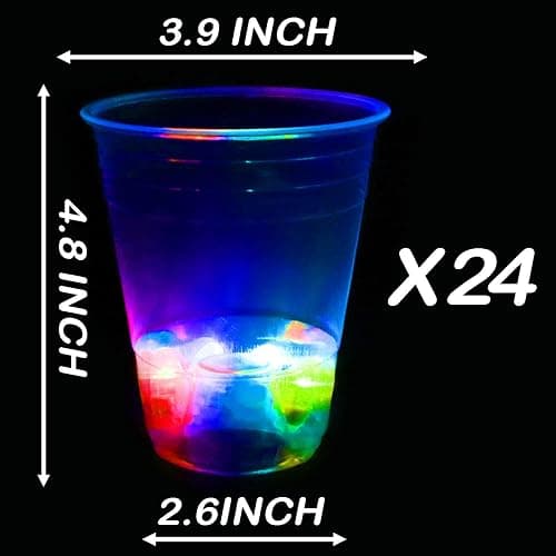 16oz Glowing Party Cups for Indoor Outdoor Party Event Fun, Pack with Flashing color Bright Glow-In-The-Dark Colors for House Parties Birthdays Concerts Weddings BBQ Beach DJ Holidays thumbnail 2