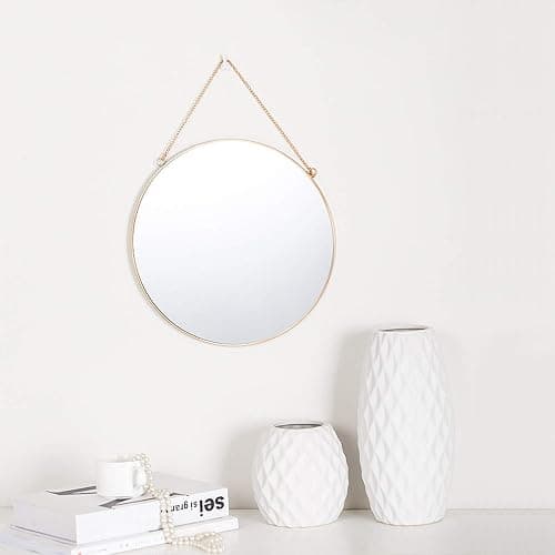 Dahey Wall Hanging Mirror Decor Gold Round Mirror with Hanging Chain for Home Bathroom Bedroom Living Room,11.75"X11.75" thumbnail 6