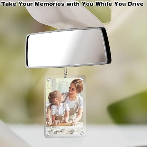 CYUXING 2Pcs Car Hanging Photo Holder Universal Magnetic Car Picture Frame Rear View Mirror Accessories Ornaments Decor Personalized Acrylic Transparent for Dads Gift thumbnail 5
