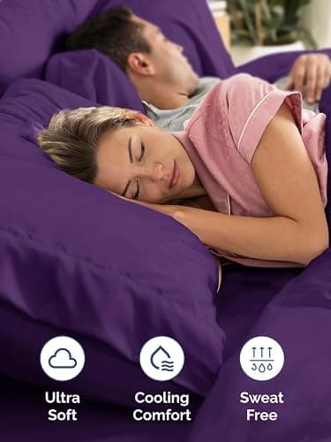 Extra Deep Pocket Queen Sheet Set - 4 Piece Breathable & Cooling Bed Sheets - Hotel Luxury Sheet Set - Ultra Soft, Wrinkle Free & Comfy - Easily Fits Extra Deep Mattresses - Deep Pocket Purple Sheets thumbnail 5
