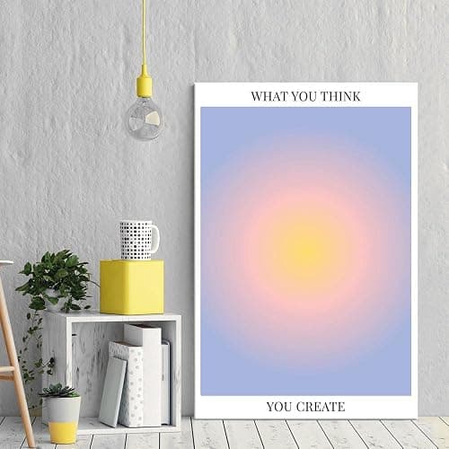 Colorful Abstract Aura Posters for Room Aesthetic 3 Piece Aura Gradient Spiritual Affirmation Canvas Wall Art Positive Energy Painting Danish Pastel Room Wall Decor for Bedroom Yoga 12x16in Unframed thumbnail 2