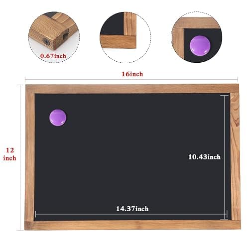 Magnetic Chalkboard for Wall Rustic Wood Framed Decorative Blackboard Sign Hanging Chalkboard for Home, Office, Restaurant 12" x 16" thumbnail 3