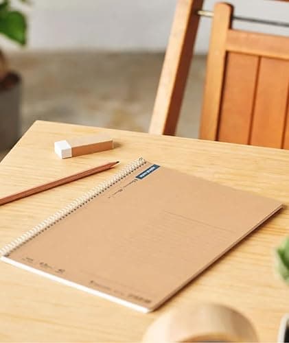 Maruman Spiral Note Basic Grid Notebook- B5, 9.92" x 7.44", 80 Sheets / 160 Pages, 5mm Graph Paper Journal, Perforated Pages & Wire-Bound to Lay Flat, Sturdy Kraft Cover, Made in Japan thumbnail 9