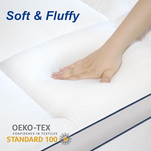KAYFIA Full Mattress Topper,Extra Thick Mattress Pad Cover for Deep Sleep,3D+7D Snow Down Alternative Fill Overfilled Plush Pillow Top with 8-23 Inch Deep Pocket-White thumbnail 4