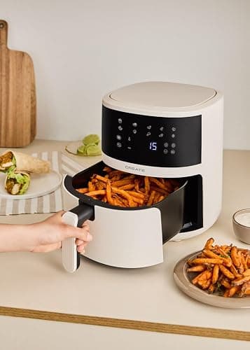 CREATE Air Fryer Studio Easy Luftfritteuse, 4,5 l, gebrochenes Weiß, Kapazität 5-6 Portionen, 10 Programme, Touch-Bedienfeld, Zeit- und Temperatursteuerung, 1400 W thumbnail 3