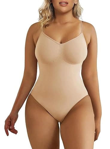 SHAPERX Women's Seamless Shapewear Bodysuit Tummy Control Body Shaper Waist Snatching Body Suit - Image 1