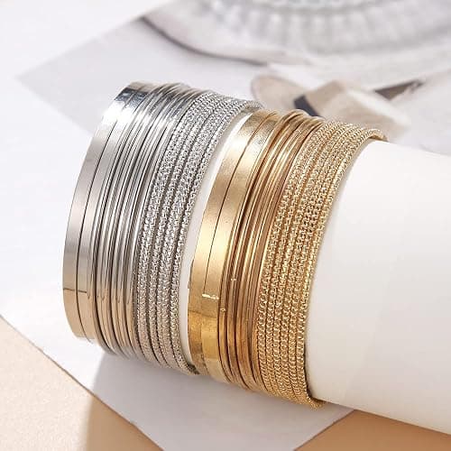 RINTOLER 16Pcs Gold Bangle Bracelets for Women - Multi Layer Stackable Textured Bracelets Boho Jewelrys Set. thumbnail 4