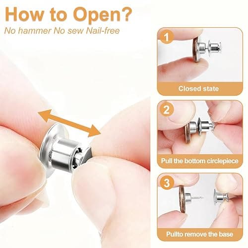 Pant Waist Tightener 16 Pcs and a Box: Jean Clips to Tighten Waist for Pants Women - Decorative Jean Buttons Pins for Clothing Skirts Dresses (Silver) thumbnail 5