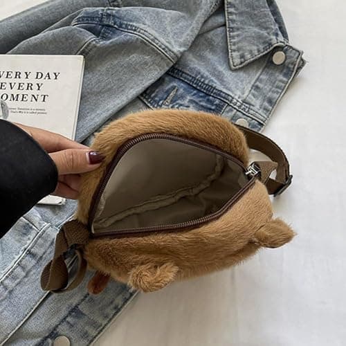 Fjlitx Cute Capybara Backpack Plush Capybara Crossbody Bag Cartoon Capybara Purse with Zipper Capybara Shoulder Bag Handbag for Girls thumbnail 5