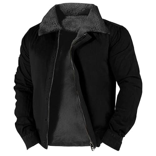 domirica Fall Jackets For Men 2025 Western Long Sleeve Sherpa Fleece Zip Up Retro Ethnic Print Fashion Casual Warm Coats - Image 1