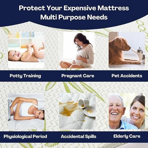 Bamboo Mattress Protector with Zipper - 100% Waterproof Full Size Cooling Mattress Cover - Ultra Soft Jacquard Fabric Breathable Noiseless Mattress Pad Cover - Zippered Mattress Encasement - Full - Bamboo thumbnail 7