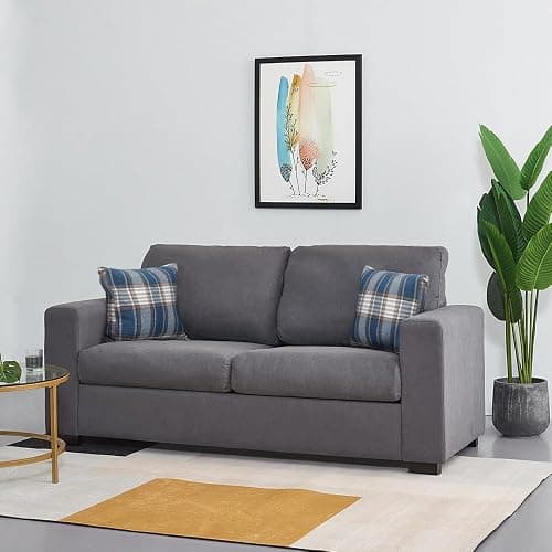 Panana Modern Linen Fabric Corner Settee - 2 Seater or 3 Seater, Compact Living Room Sofa with 2 Free Back Cushions (Grey) thumbnail 5