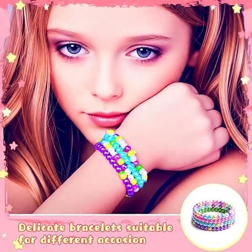 POZESE Colorful Kids Beaded Bracelets, 50 Pieces Party Favor Set, Costume Jewelry for Girls, Toddler Birthday Easter Christmas Gift thumbnail 4