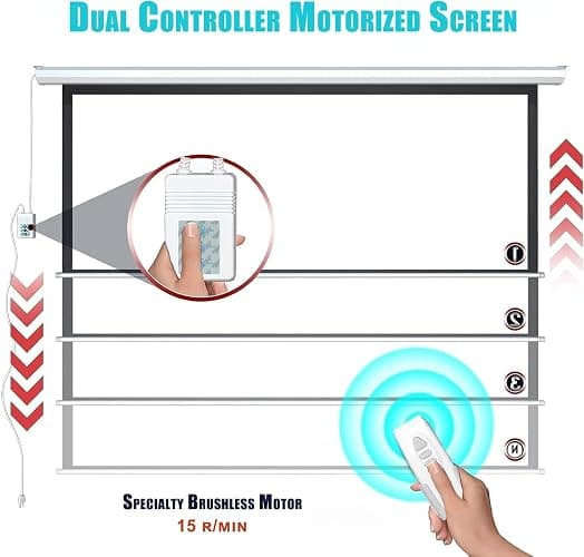 110" Motorized Projector Screen, Electric 16:9 Projector Screen with Remote Control, Indoor/Outdoor HD Movie Screen, Wall/Ceiling Mounted, Perfect for Home Office Theater TV, White thumbnail 7