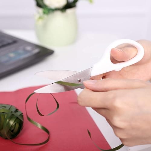 YOUGUOM 6in White Scissors, Multipurpose for Office School Crafts Sewing | Comfort Grip, Stainless Blades, Left/Right Hand, Cuts Cardboard, Fabric for Home Classroom, Teacher Desk, w/Protective Cover thumbnail 9