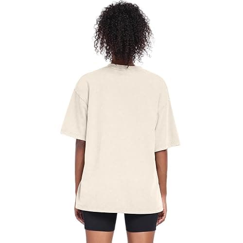Womens Washed Vintage Oversized T-Shirt Casual Baggy Streetwear Boyfriend Tee Workout Short Sleeve Cotton Tops thumbnail 5