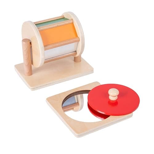 Montessori Baby Toys Play Kit - Montessori Mirror, Peekaboo, Knob Puzzle, Medium Spinning Drum - For 6-12 Months Toddlers thumbnail 3