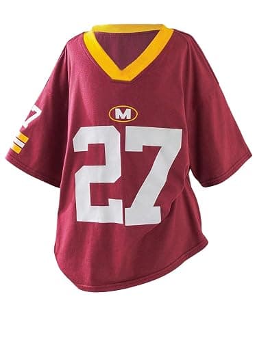 SOLY HUX Girl's Number Graphic Oversized Jersey Shirts V Neck Half Sleeve Y2k Tee Tops - 10 Years - Burgundy Number - Image 1