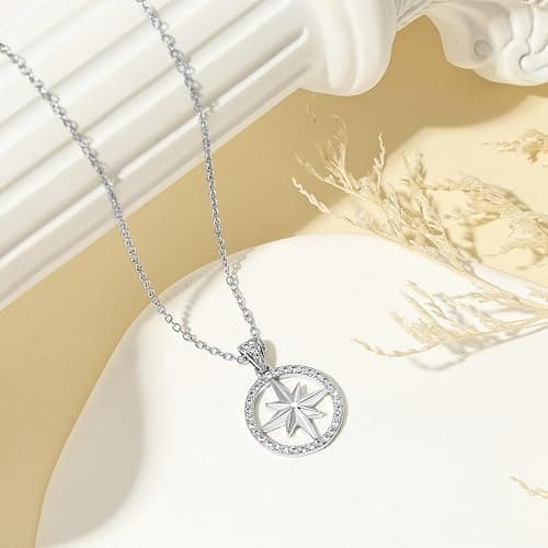 X9H8N9 SKZ Compass Necklace Pendant Jewelry Stray Inspired Merch Cubic Zirconia 18K Gold Plated for Stay Fans Gifts thumbnail 3